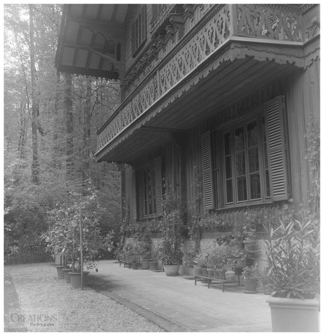 A house with a carved wooden Facade